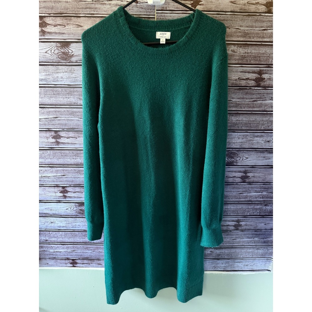 J.Crew Women's Long-Sleeve Sweater Dress Size M Green Extra Soft Wool Blend